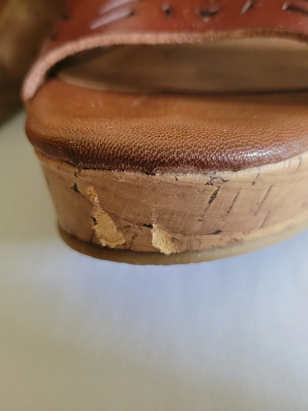 Maurices Womens Brown Laser Cut Cork Platform Wedge Sandals Size 7M Boho Y2K